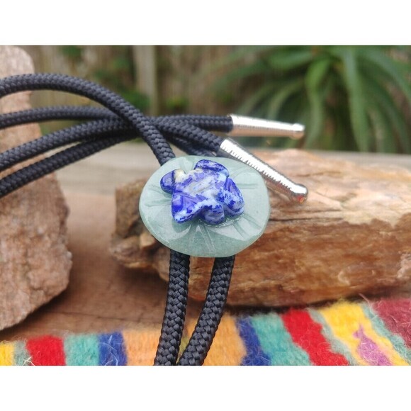 Handcrafted Stone Frog Bolo Tie - Picture 1 of 10